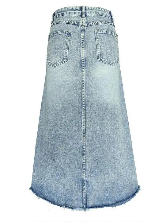 Denim A-line Vintage Long Skirt