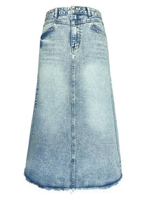  Denim A-line Vintage Long Skirt