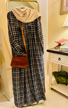  ZINNIA Navy Cream Plaid Dress